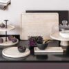 Manufacture Travertine Footed serving platter - Image 2