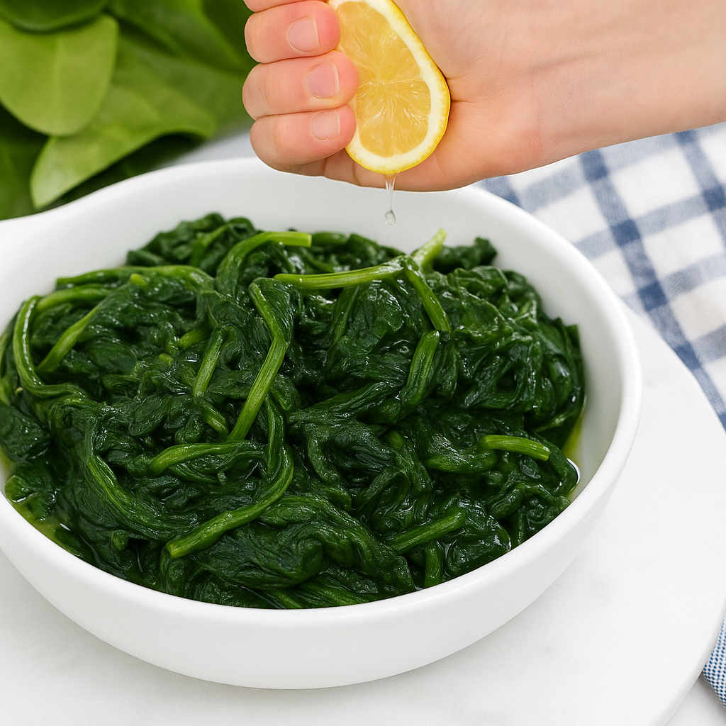 Shto lëng limoni mbi spinaq, që trupi të përthithë më mirë hekurin